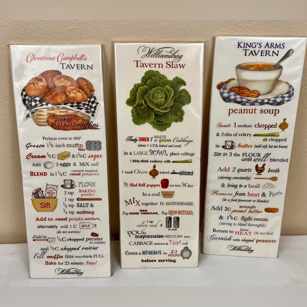 Williamsburg 3pc. Tavern Recipe Tea Towels Set - Authentic NWT
